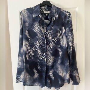 Cos printed silk shirt blue white pattern size small 6